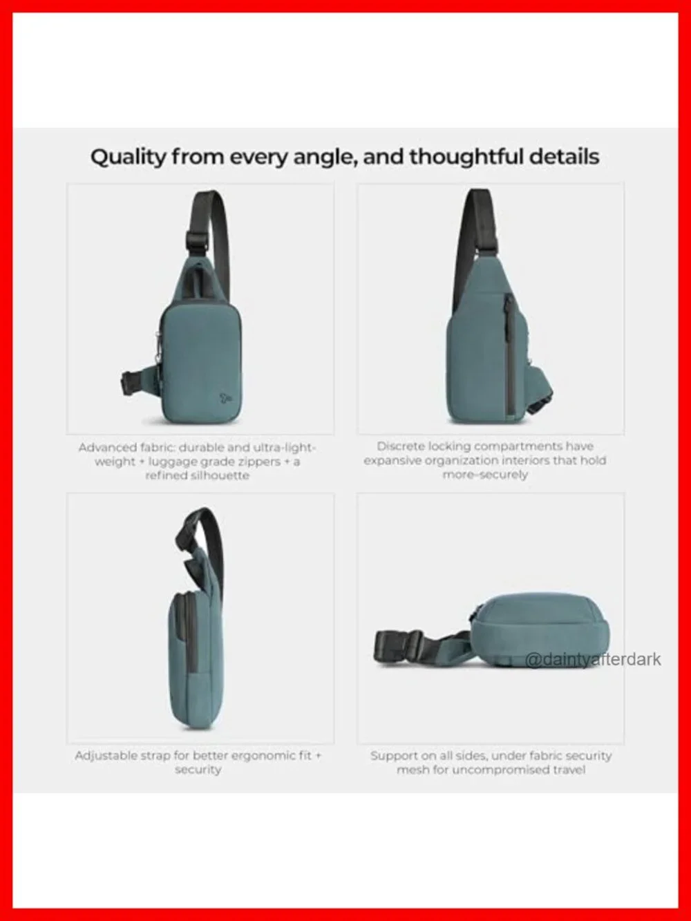 Anti-Theft Compact Sling Bag with RFID Blocking - Travel Essentials